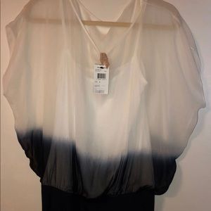 BAILEY 44 Black White Ombré Kimono Sleeve Silk top